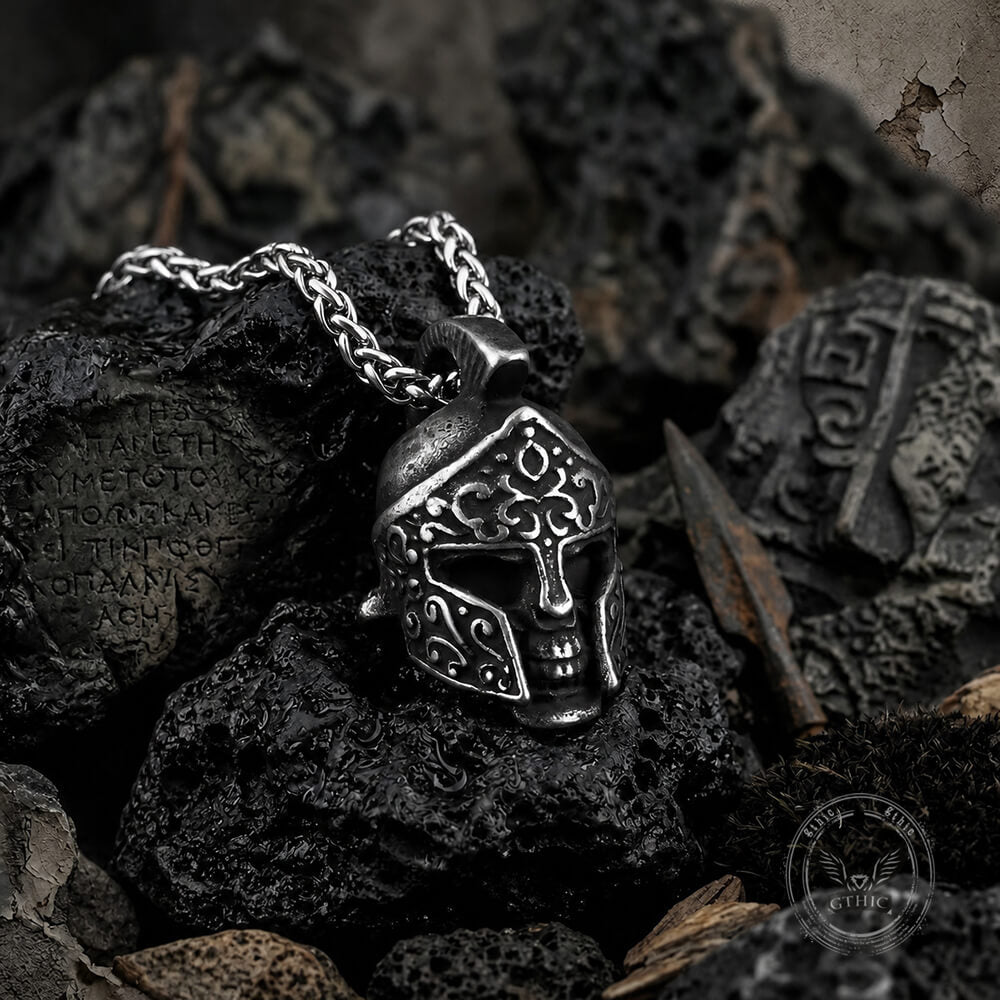 Viking Warrior Helmet Stainless Steel Skull Pendant | Gthic.com