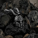 Viking Warrior Helmet Stainless Steel Skull Pendant | Gthic.com