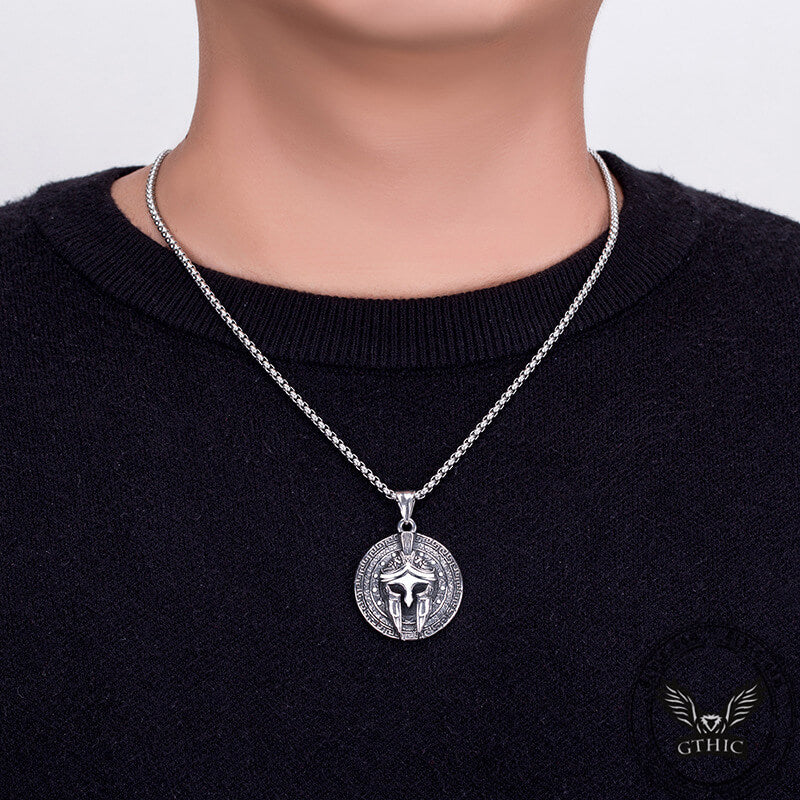 Viking Warrior Mask Stainless Steel Necklace | Gthic.com