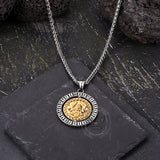 Viking Warrior Raven Rune Rotatable Stainless Steel Pendant