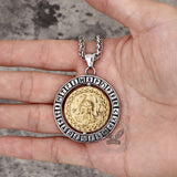 Viking Warrior Raven Rune Rotatable Stainless Steel Pendant | Gthic.com