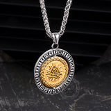 Viking Warrior Raven Rune Rotatable Stainless Steel Pendant
