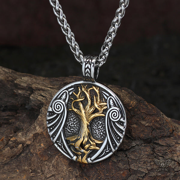 Viking Waves Tree Of Life Stainless Steel Pendant | Gthic.com
