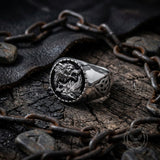 Viking Wolf Celtic Knot Stainless Steel Signet Ring
