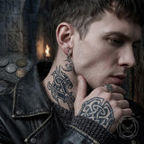 Viking Wolf Moon Stainless Steel Drop Earrings | Gthic.com
