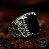 Viking Wolf Tree of Life Stainless Steel Gem Ring
