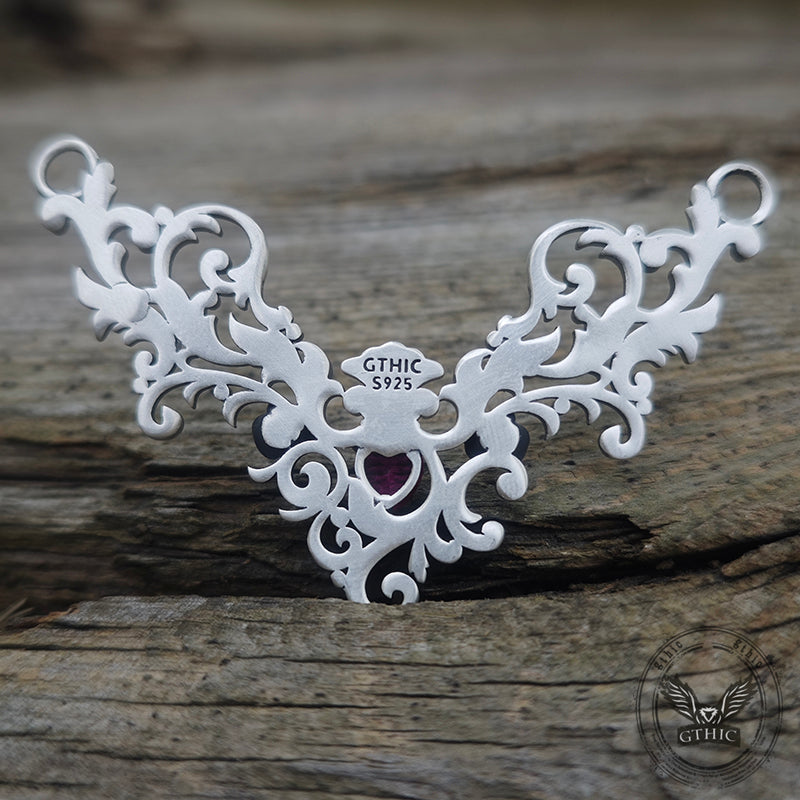 Vine Heart Shaped Gemstone Sterling Silver Pendant