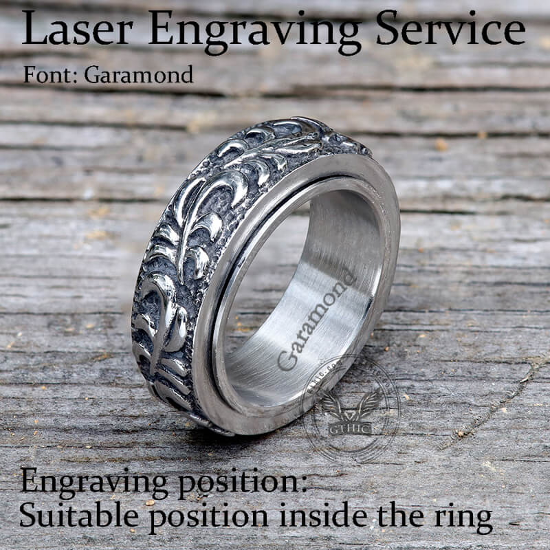 Vine Pattern Stainless Steel Spinner Ring