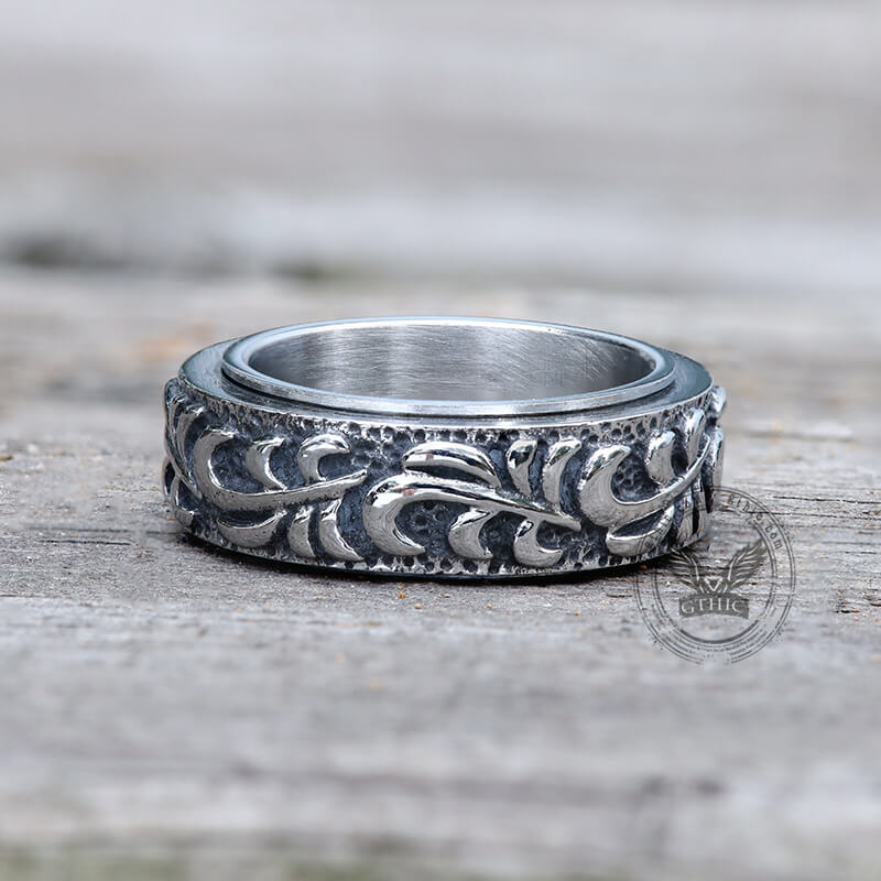 Vine Pattern Stainless Steel Spinner Ring | Gthic.com