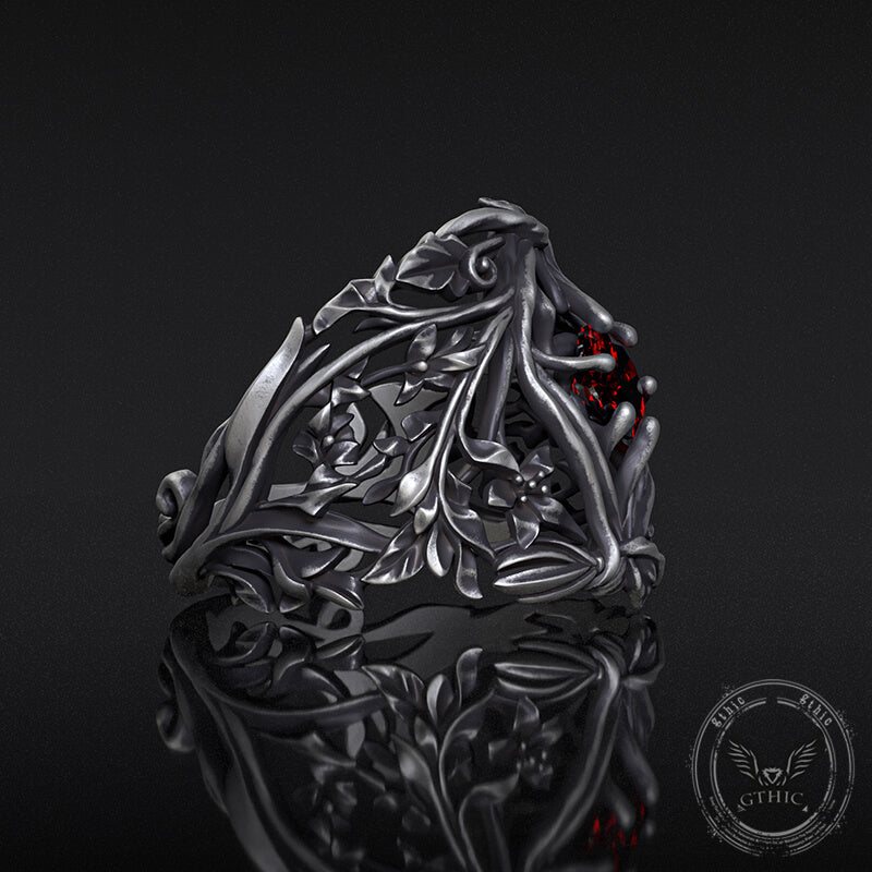 Vines Design Inlaid Gem Sterling Silver Ring – GTHIC
