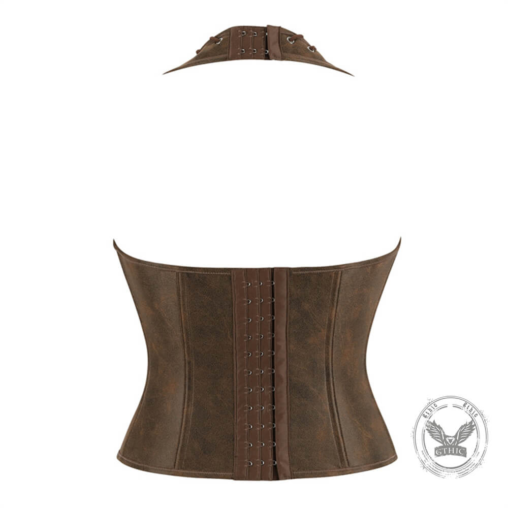 Vintage-Style Cutout Lace-Up Halter Sleeveless Top