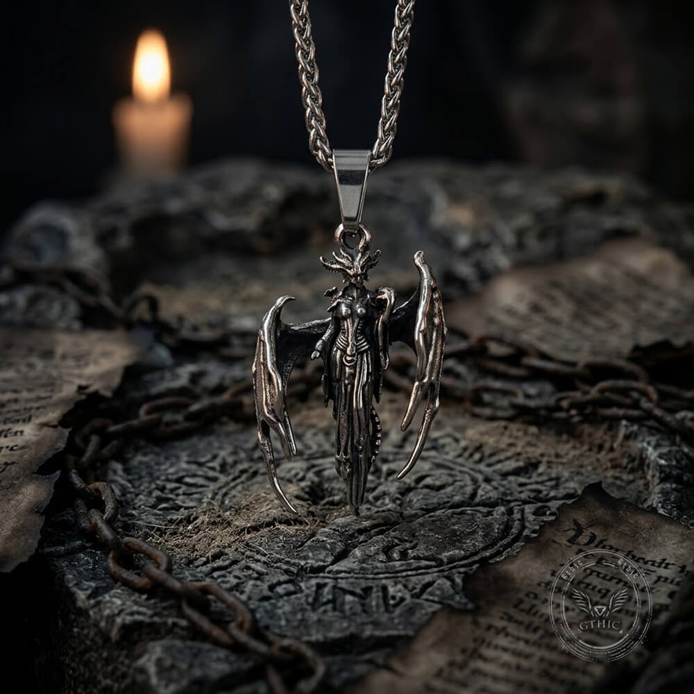 Vintage-Style Fallen Angel Stainless Steel Pendant | Gthic.com