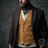 Vintage-Style Slim-Fit Faux Suede V-Neck Vest | Gthic.com