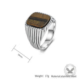 Vintage-Style Turquoise Stainless Steel Striped Ring