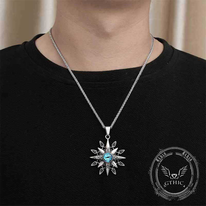 Vintage 8 Point Star Devil Eye Stainless Steel Pendant 02 | Gthic.com