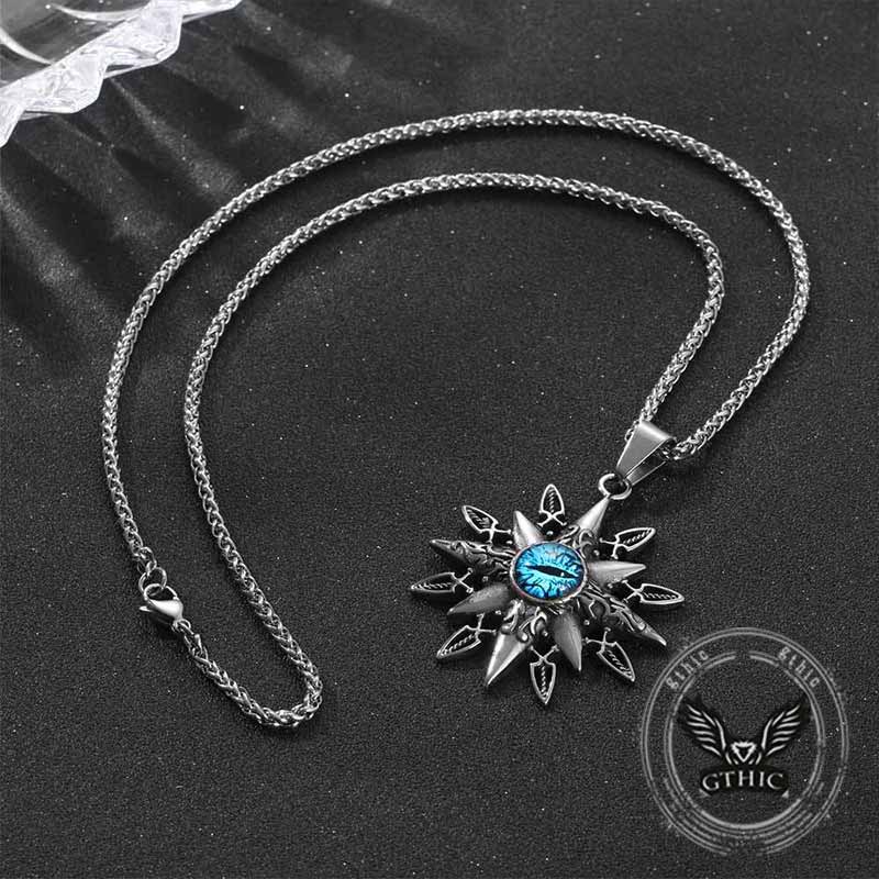 Vintage 8 Point Star Devil Eye Stainless Steel Pendant 03 | Gthic.com