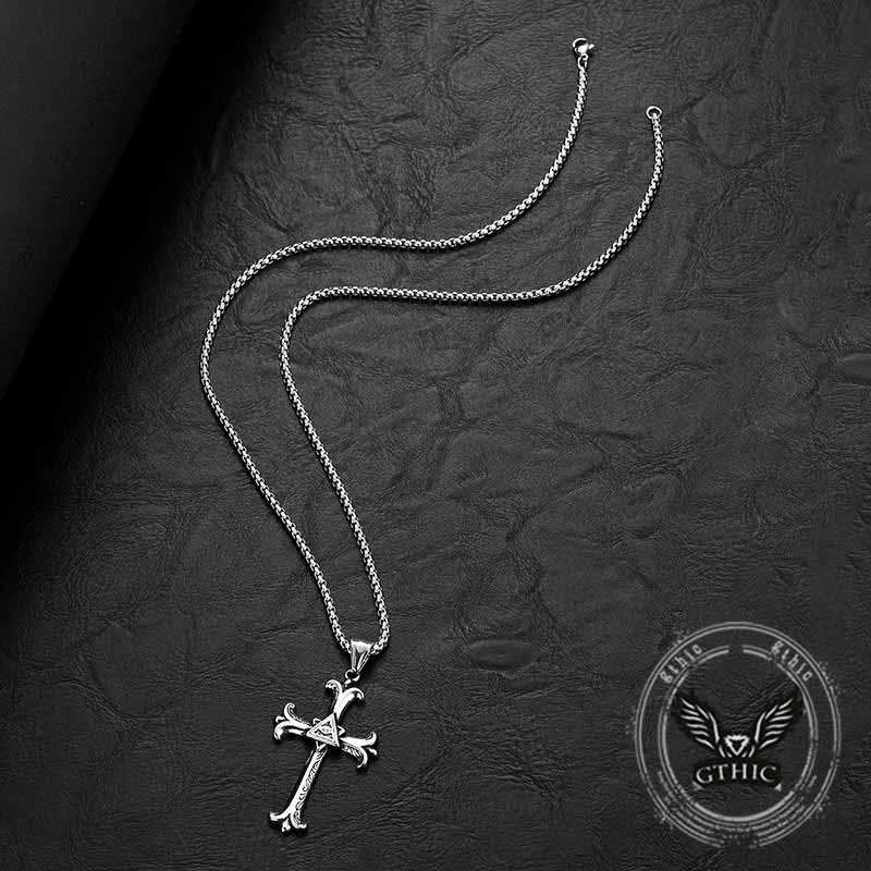Vintage All-Seeing Eye Cross Stainless Steel Pendant