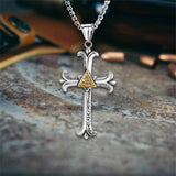 Vintage All-Seeing Eye Cross Stainless Steel Pendant