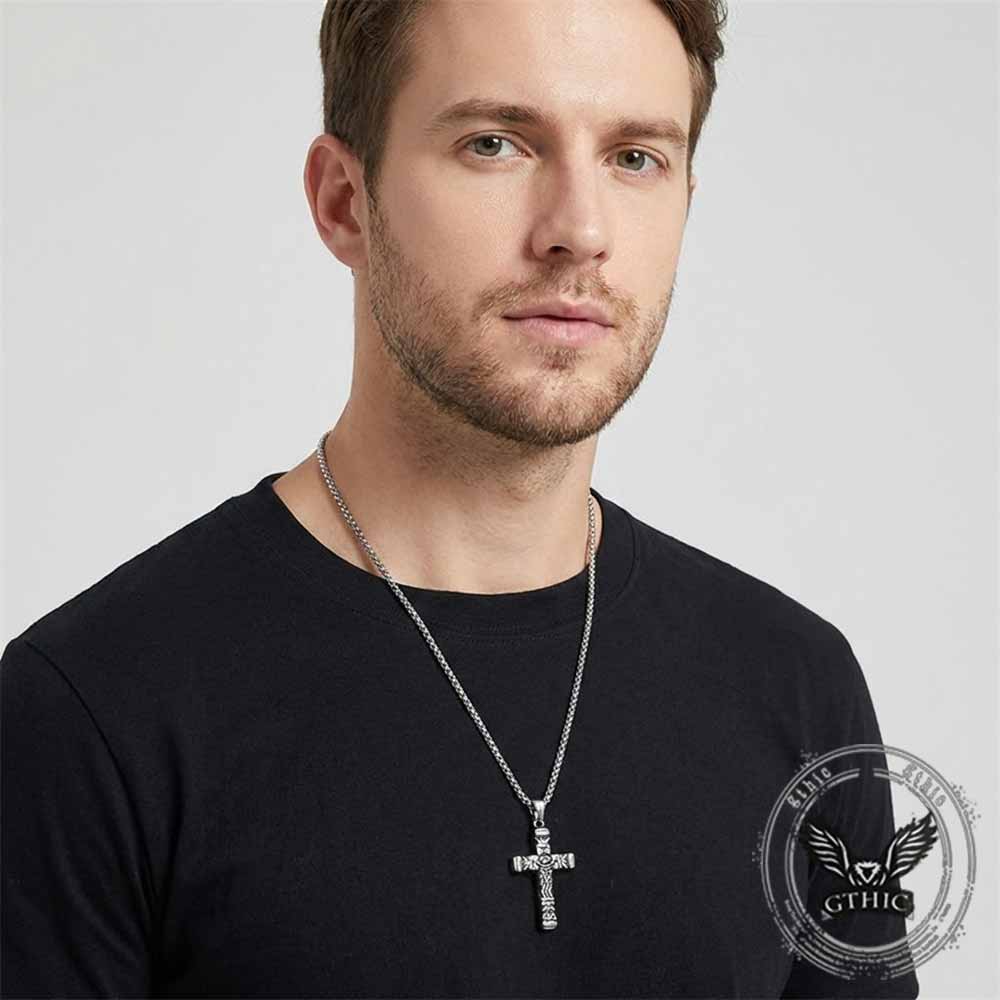 Vintage All-Seeing Eye Stainless Steel Cross Pendant | Gthic.com