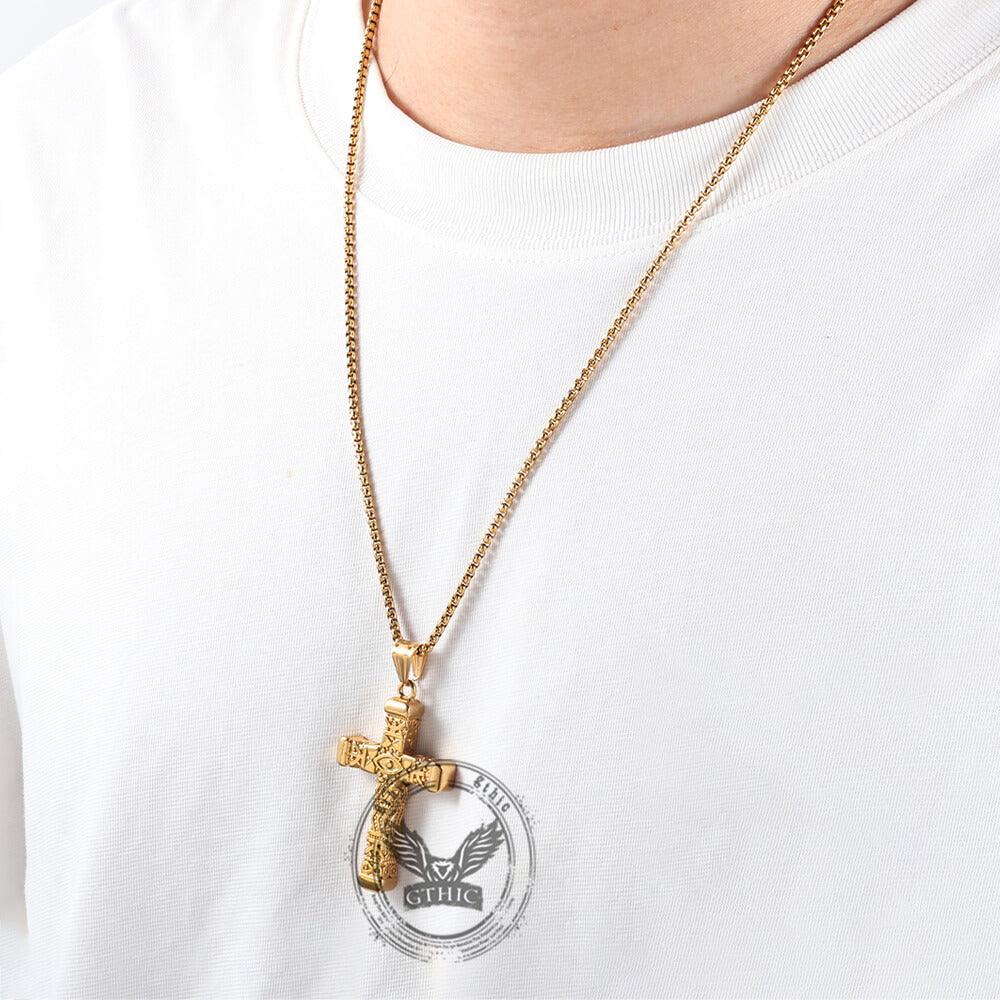 Vintage All-Seeing Eye Stainless Steel Cross Pendant