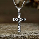 Vintage All-Seeing Eye Stainless Steel Cross Pendant | Gthic.com