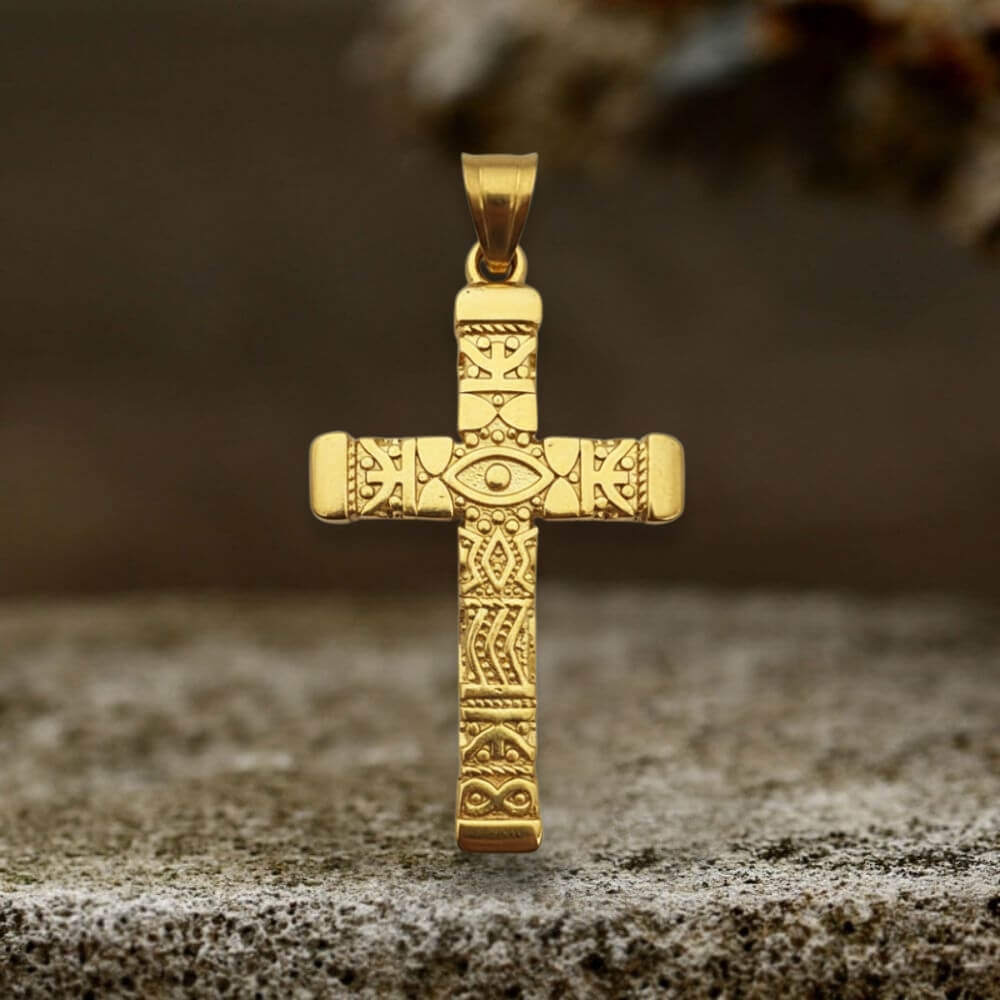 Vintage All-Seeing Eye Stainless Steel Cross Pendant