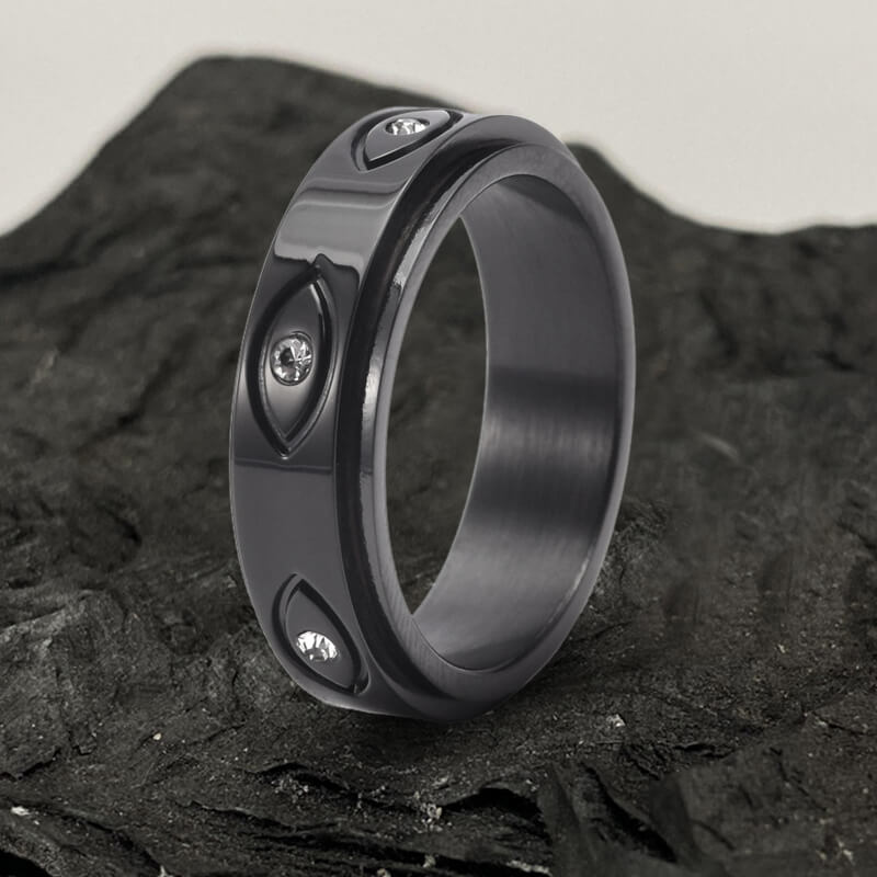 Vintage All-seeing Eye Stainless Steel Spinner Ring | Gthic.com