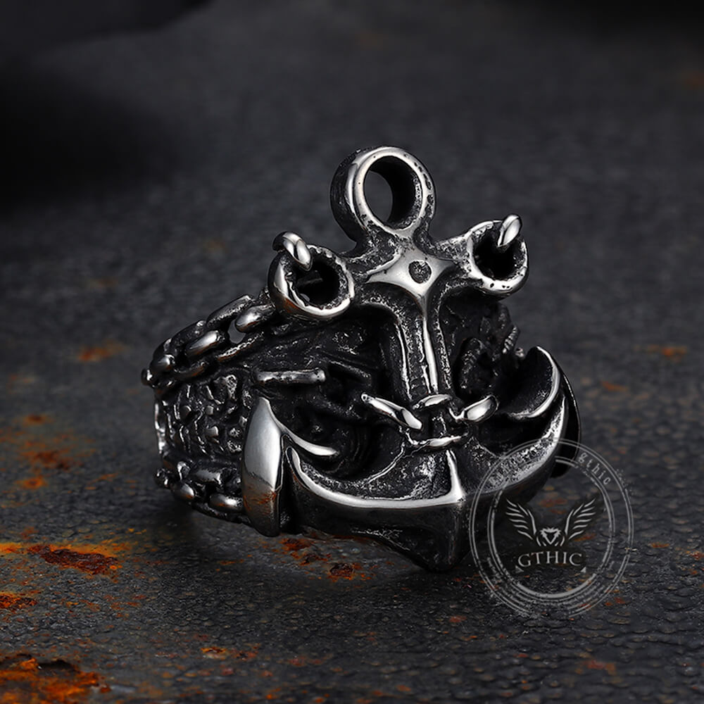Vintage Anchor Chain Stainless Steel Marine Ring