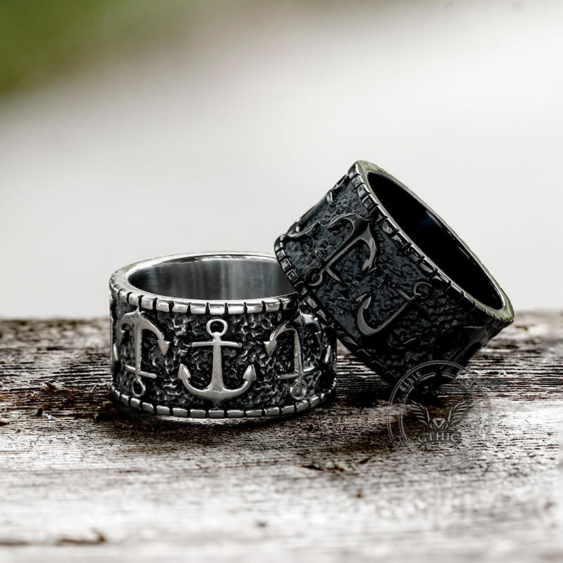 Vintage Anchor Stainless Steel Marine Ring