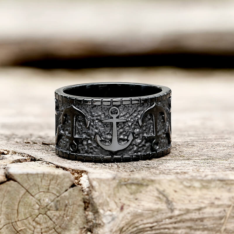 Vintage Anchor Stainless Steel Marine Ring silver | Gthic.com