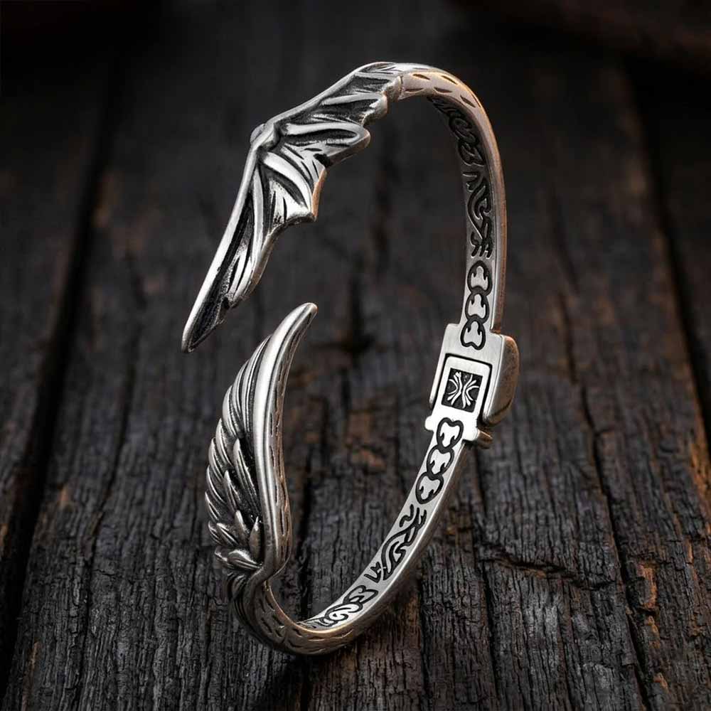 Vintage Angel Devil Wings Stainless Steel Cuff Bracelet | Gthic.com