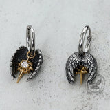 Pendientes de aro de acero inoxidable con alas de ángel