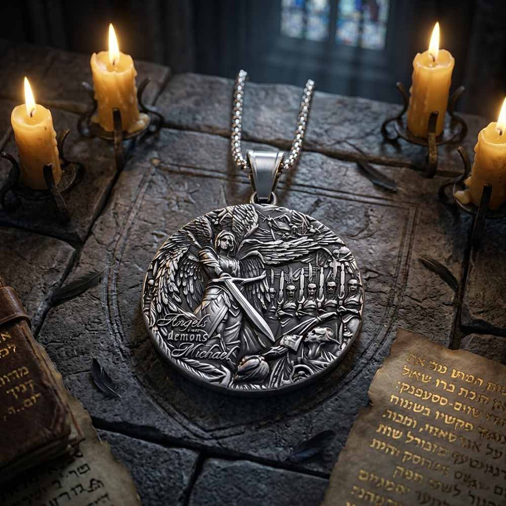 Vintage Angels And Demons Michael Stainless Steel Pendant | Gthic.com