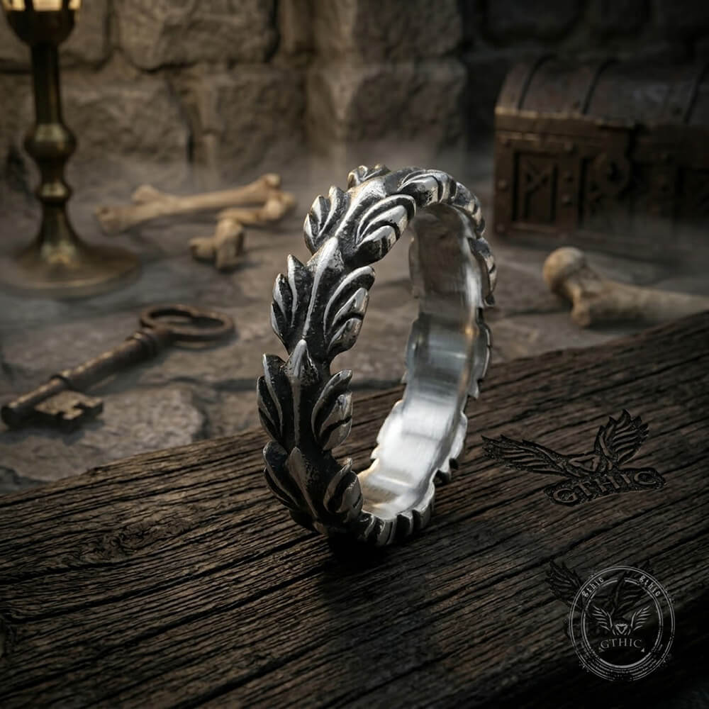 Vintage Animal Feather Stainless Steel Ring | Gthic.com
