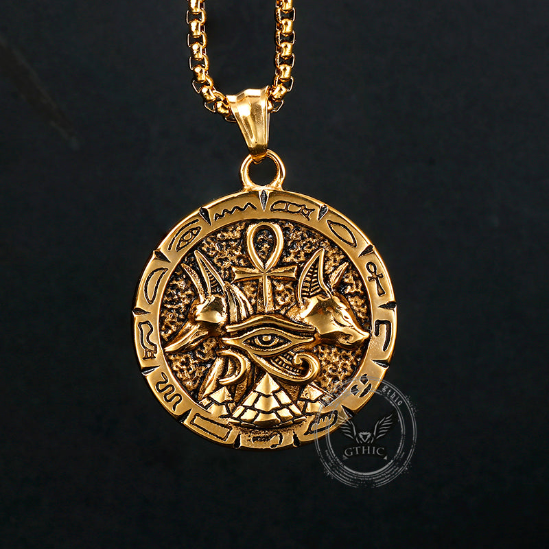 Vintage Anubis Ankh Cross Stainless Steel Pendant