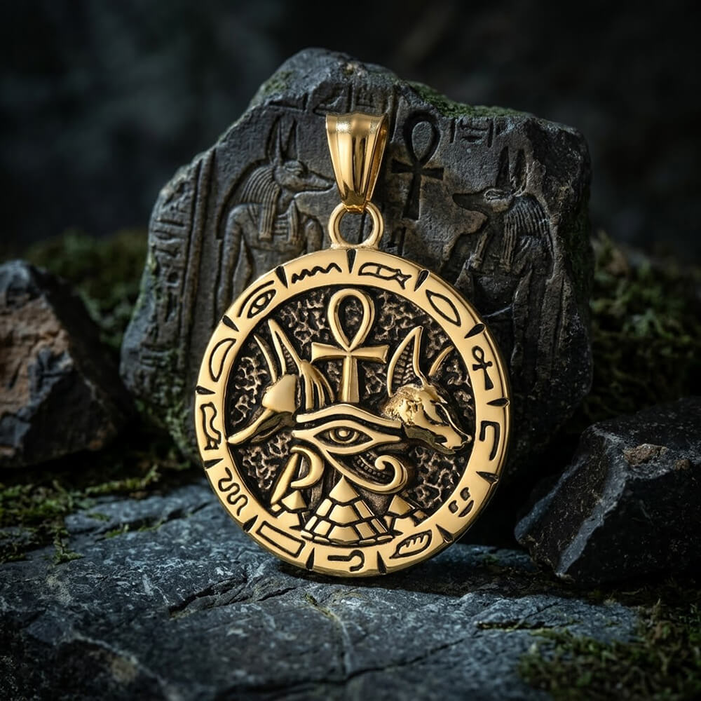 Vintage Anubis Ankh Cross Stainless Steel Pendant