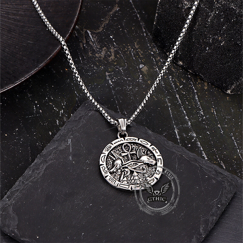 Vintage Anubis Ankh Cross Stainless Steel Pendant