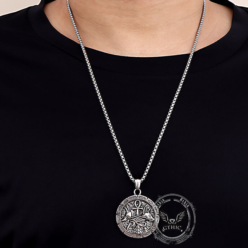 Vintage Anubis Ankh Cross Stainless Steel Pendant