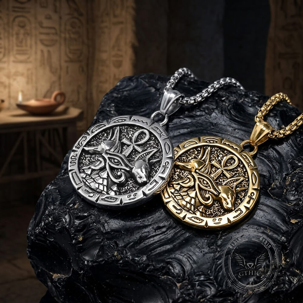 Vintage Anubis Ankh Cross Stainless Steel Pendant | Gthic.com