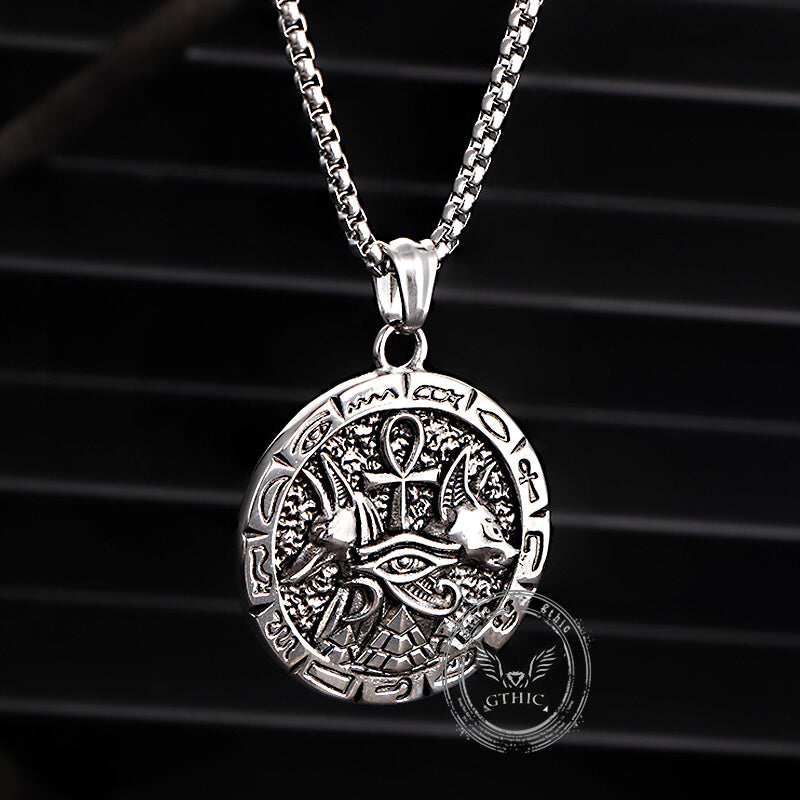Vintage Anubis Ankh Cross Stainless Steel Pendant