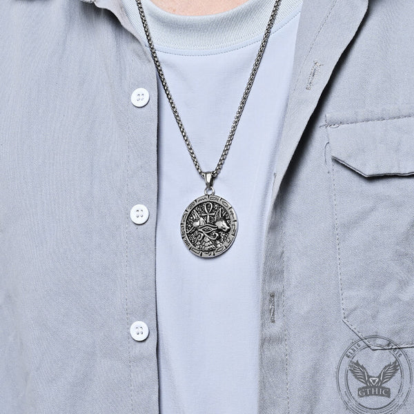 Vintage Anubis Ankh Cross Stainless Steel Pendant | Gthic.com