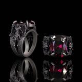 Vintage Archangel Michael Wings Gem Sterling Silver Ring | Gthic.com