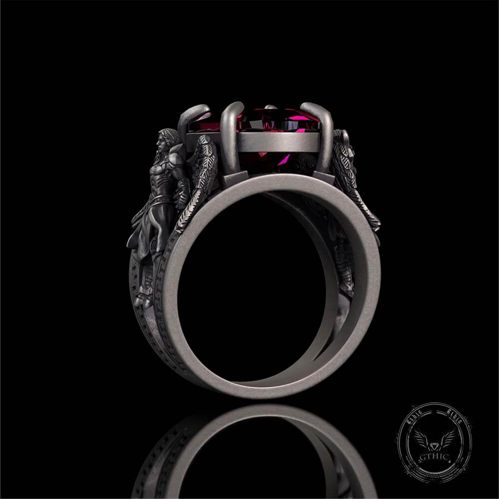 Vintage Archangel Michael Wings Gem Sterling Silver Ring