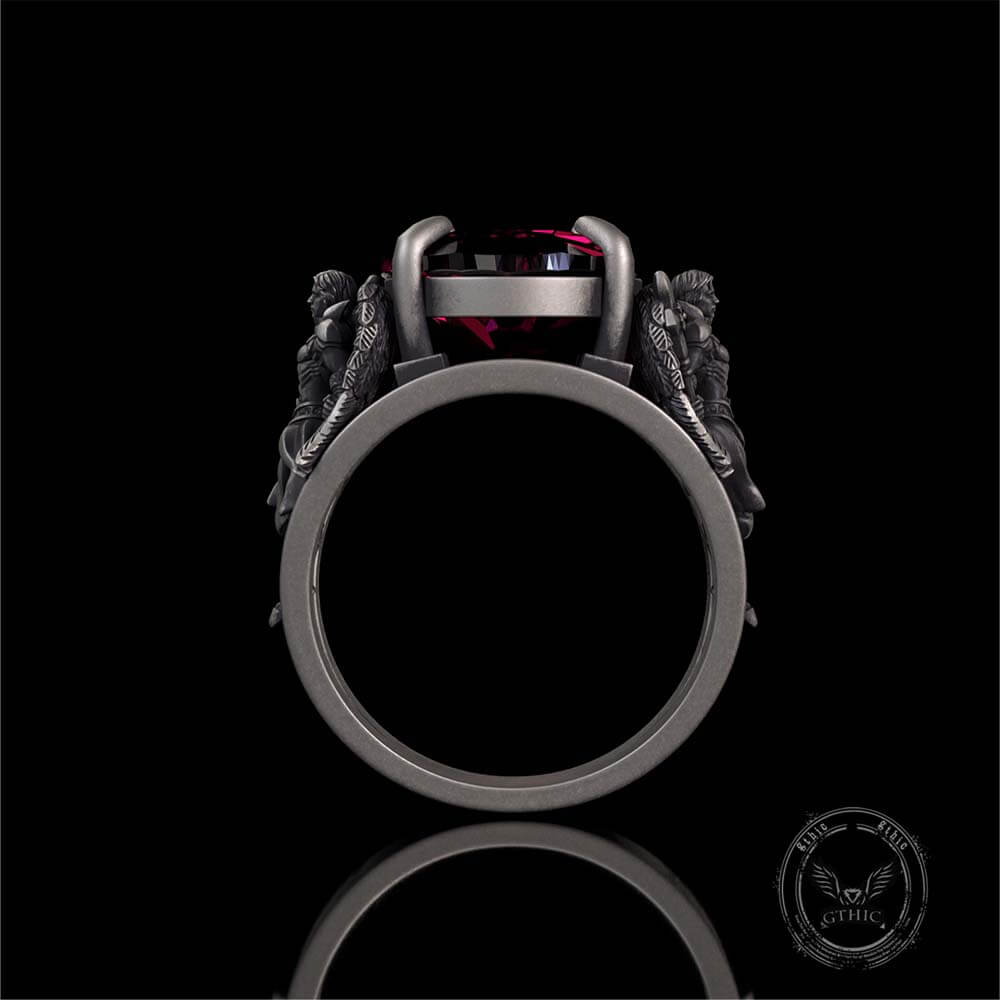 Vintage Archangel Michael Wings Gem Sterling Silver Ring