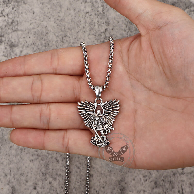 Vintage Archangel Saint Michael Stainless Steel Pendant