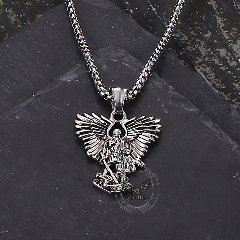 Vintage Archangel Saint Michael Stainless Steel Pendant