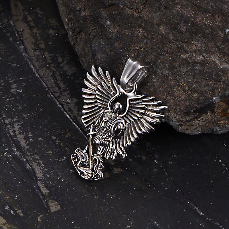 Vintage Archangel Saint Michael Stainless Steel Pendant