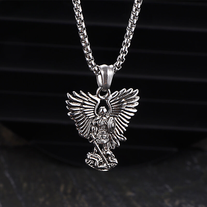 Vintage Archangel Saint Michael Stainless Steel Pendant