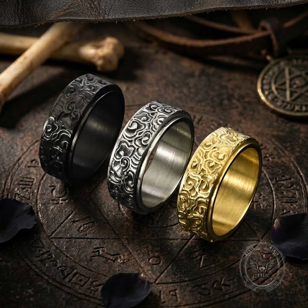 Vintage Auspicious Cloud Stainless Steel Spinner Ring | Gthic.com
