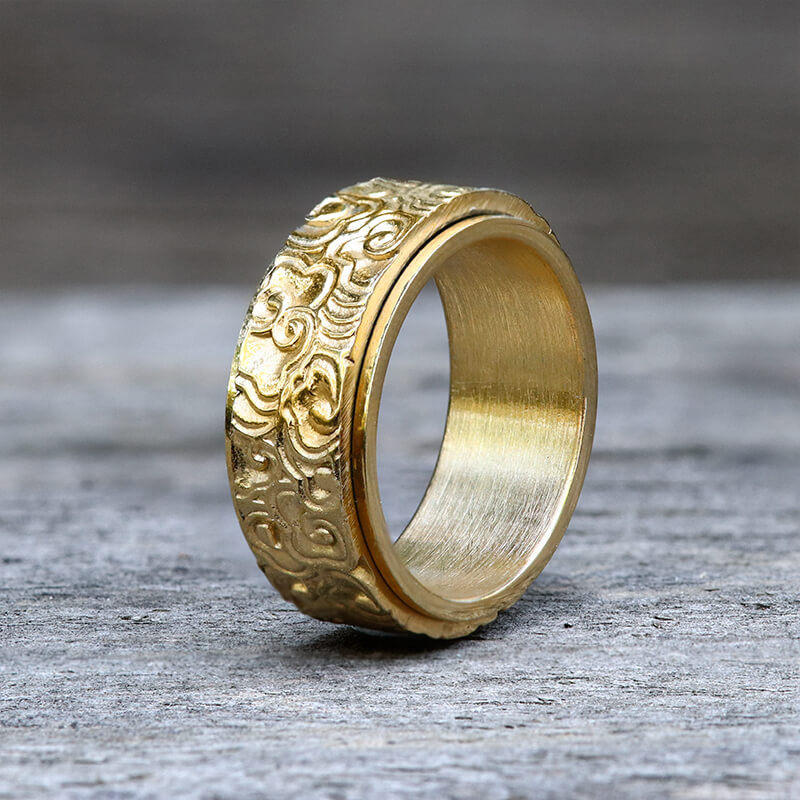 Vintage Auspicious Cloud Stainless Steel Spinner Ring | Gthic.com
